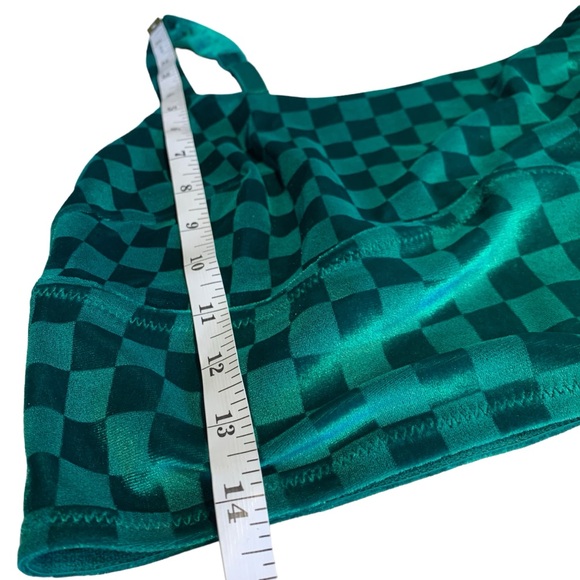 COLSIE | Women's Checkered‎ Green Velvet Brami - Medium - Picture 5 of 7